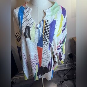 IMPulse Multicolor Abstract Women's Blouse Large